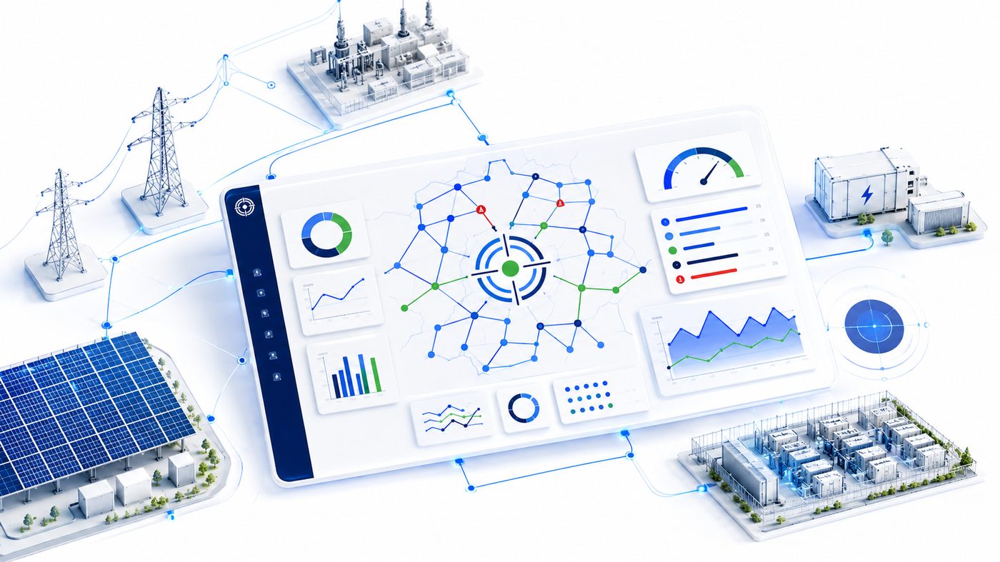 Queue intelligence readouts layered over distribution-grid substations